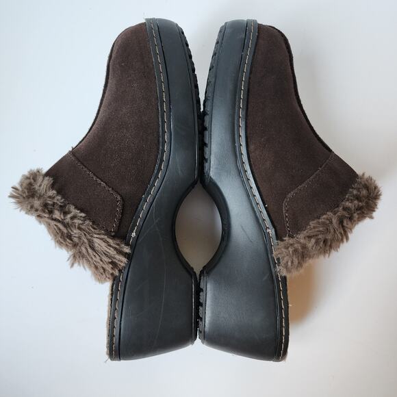 Crocs Clogs Womens Size 7 Cobbler Mule Slip On Wedges Suede Brown Fuzzy Lined - Picture 8 of 11